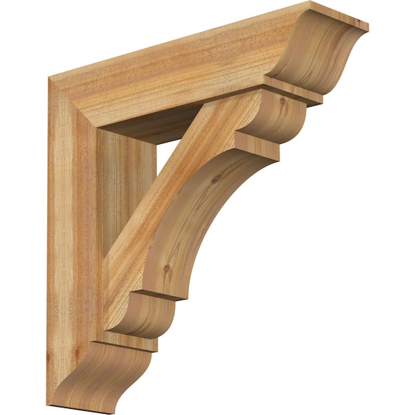 Ekena Millwork Olympic Traditional Rough Sawn Bracket w/ Offset Brace, Western Red Cedar, 8"W x 30"D x 30"H BKT0806X30X30OLY01RWR - main